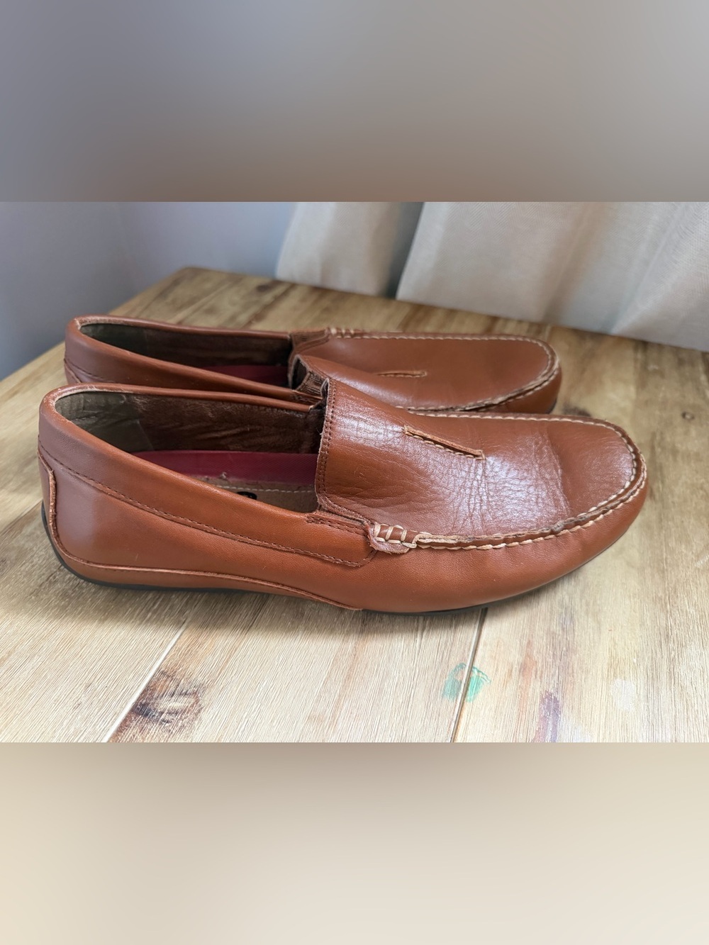 Florsheim Tan Leather Slip-On Moccasin Loafers - Picture 4 of 5
